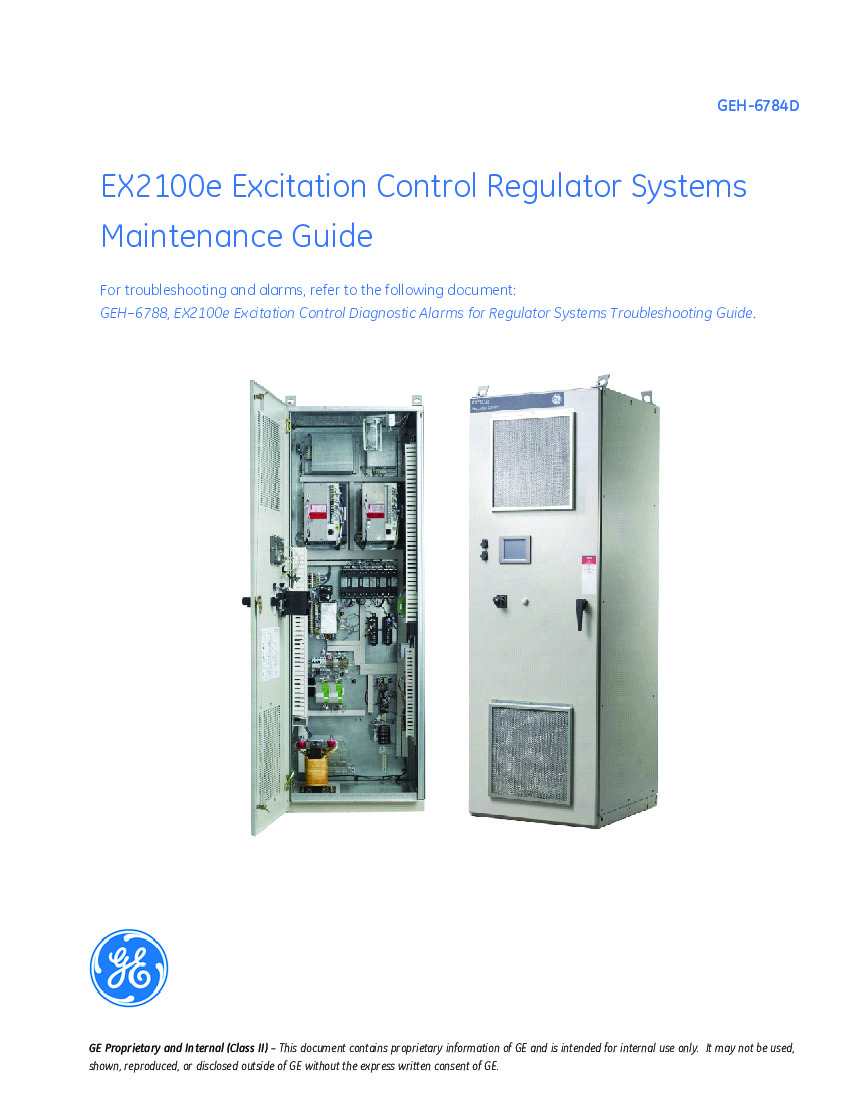 First Page Image of IS200EDSLH1A GEH-6784D EX2100e Excitation Control for Regulator Systems.pdf